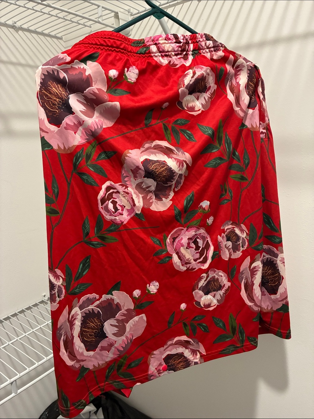 Red Floral Drawstring Mini Skort - Picture 3 of 3